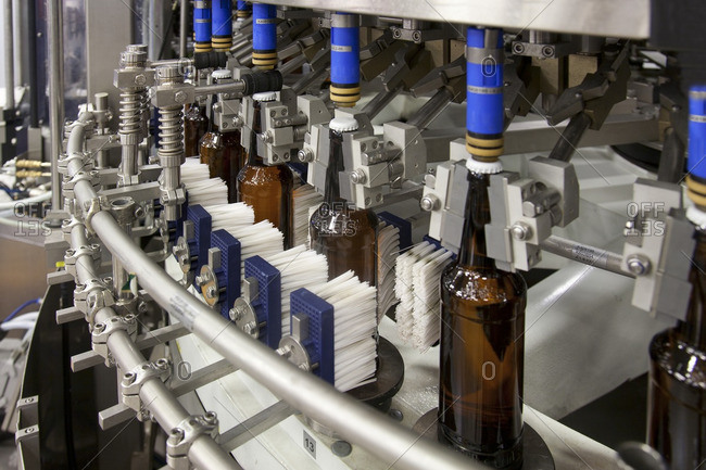 Bottling machine in factory
