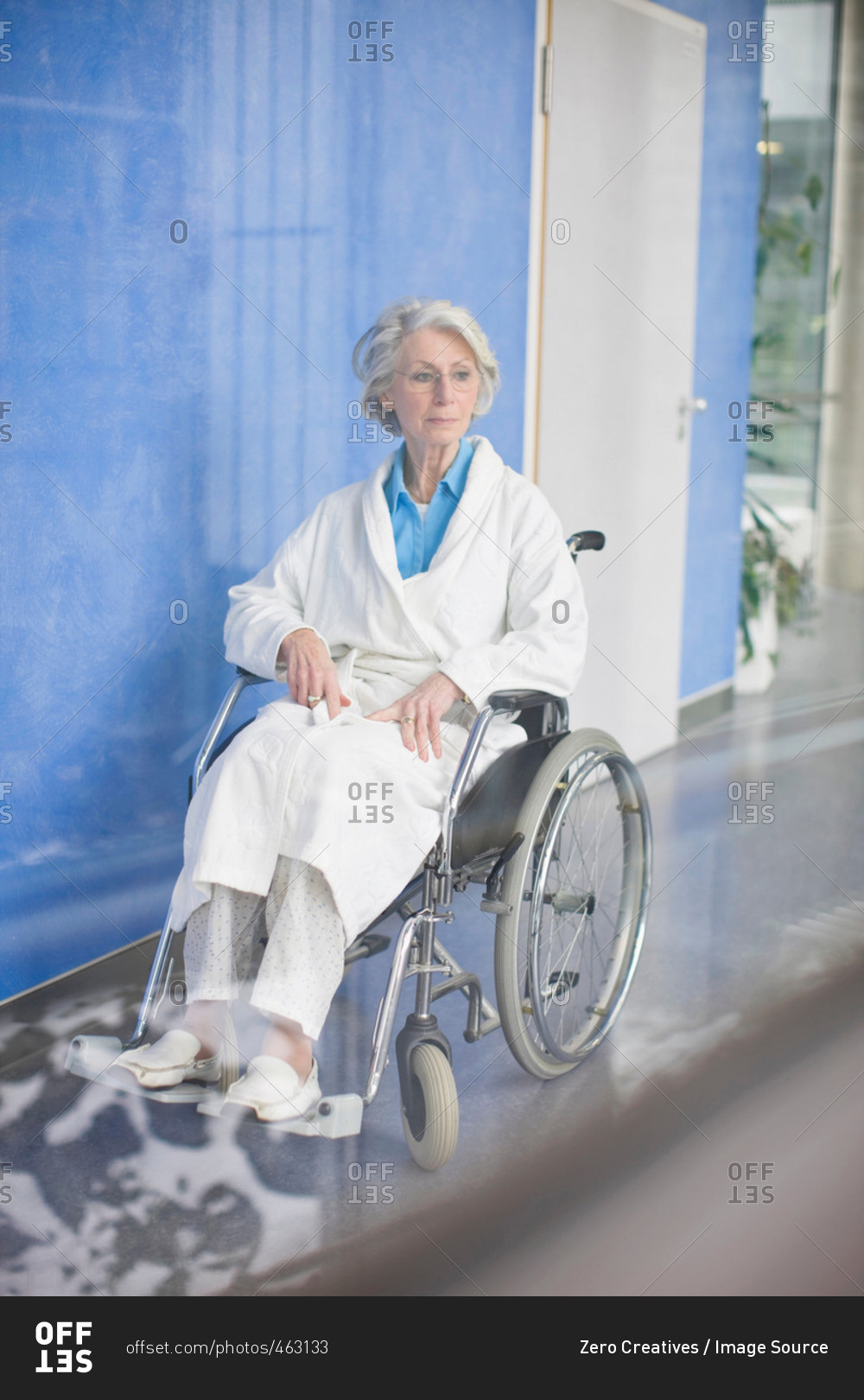 Old woman in a wheel chair