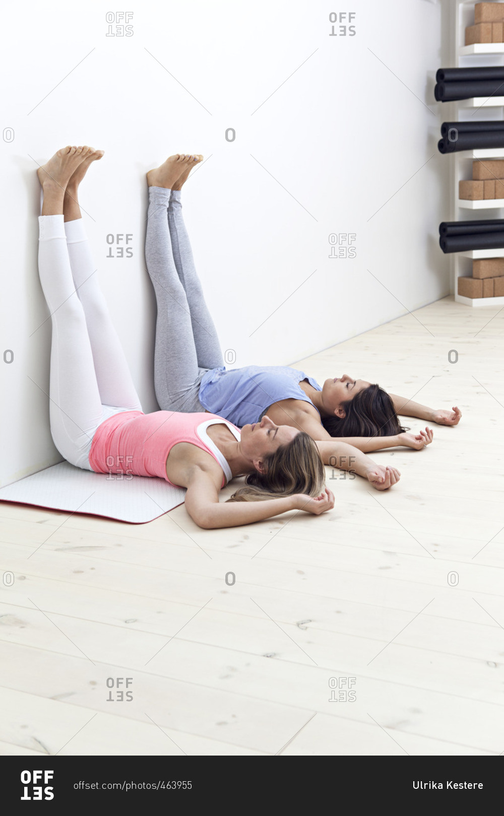 Girls in yin yoga posture