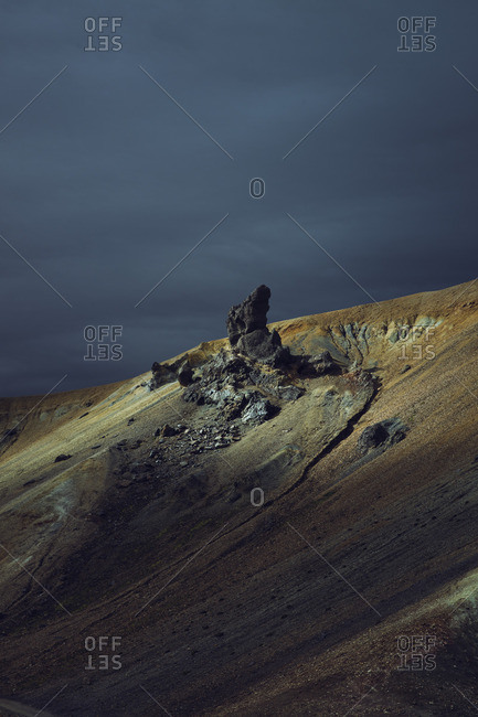 Rock formation catching the last ray of sunshine