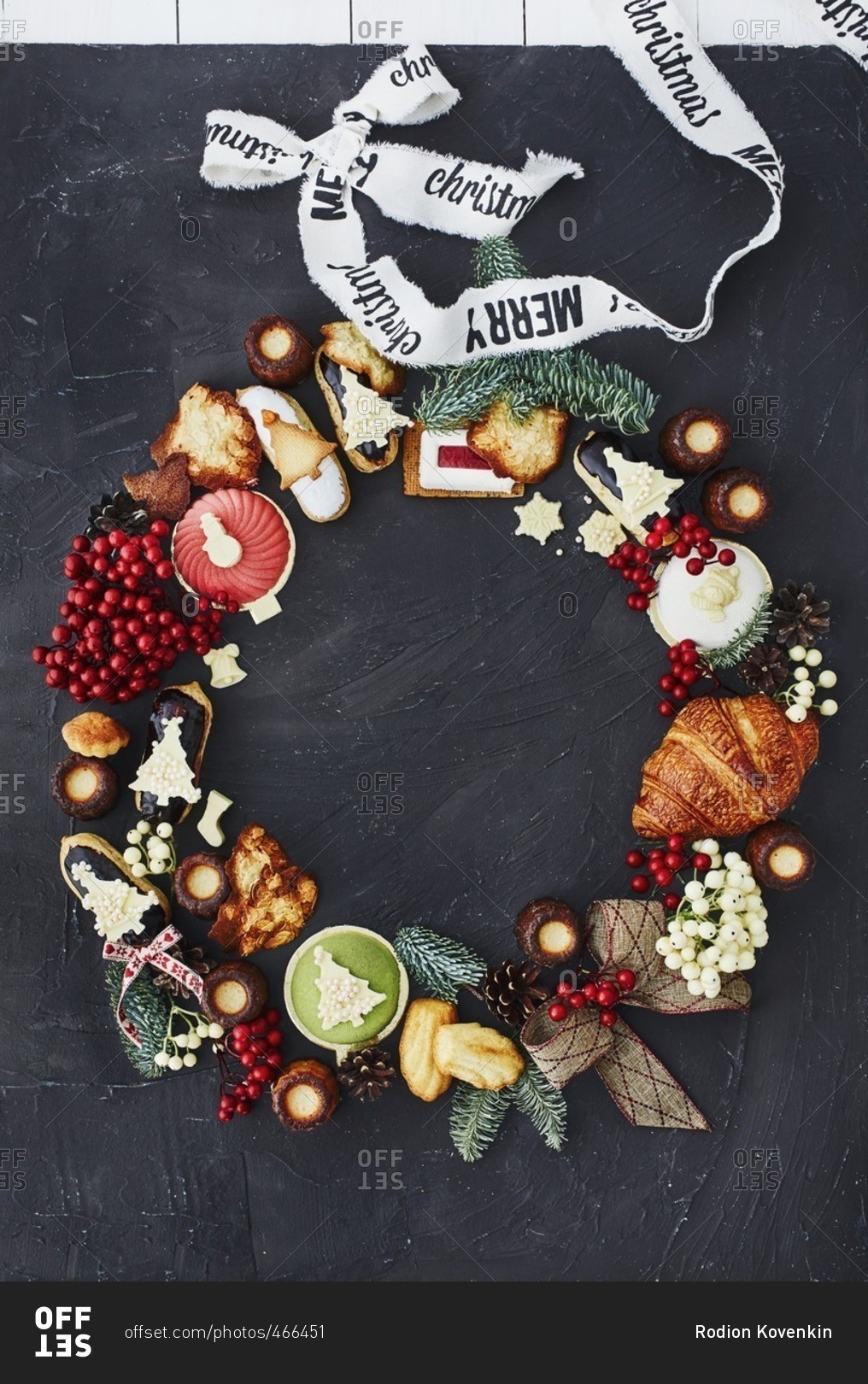 items-forming-christmas-wreath-shape-stock-photo-offset
