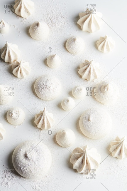 White meringue on a white background from above