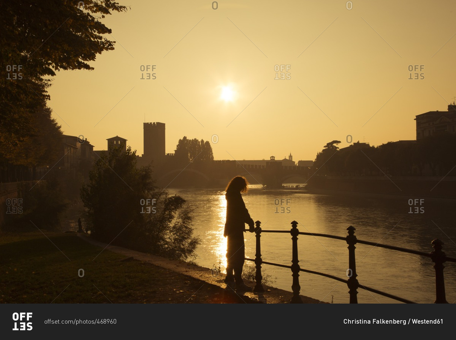 Italy- Verona- Adige at sunset