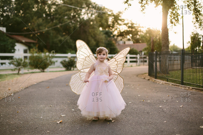 Girl in a fairy costume outdoors