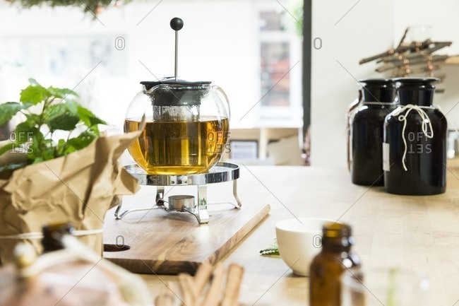 Brewing fresh herbal tea