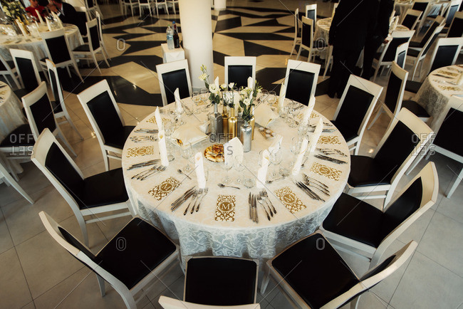 Round Table Ready For Wedding Reception Stock Photo Offset