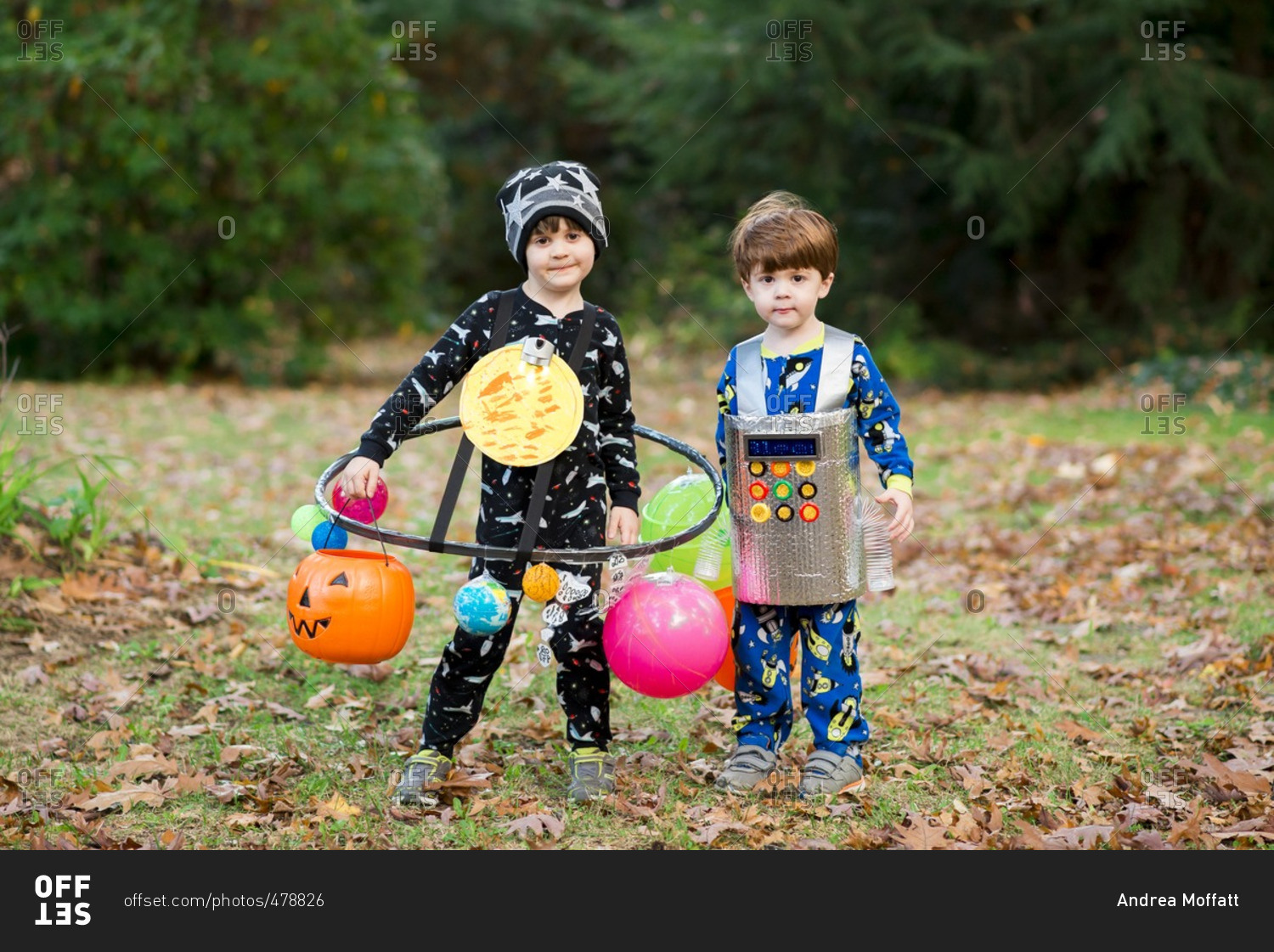 Two brothers dressed up for Halloween