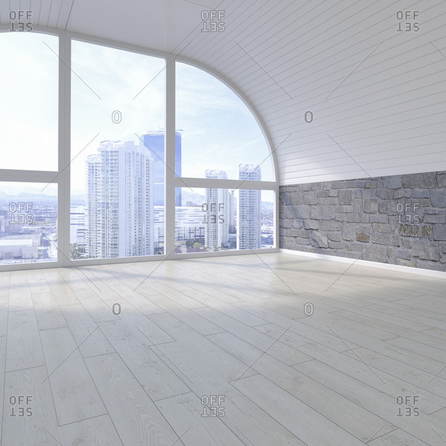 Empty Room With View At Skyline 3d Rendering Stock Photo Offset