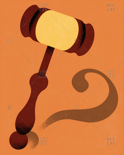 Gavel and question mark shadow