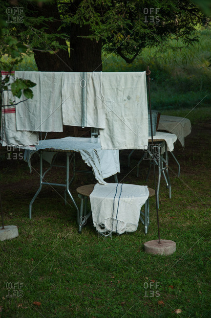 Linens hanging out to dry