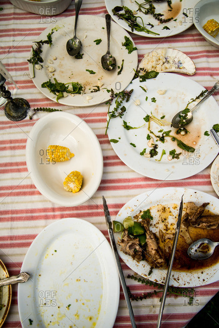 Plates after a meal on table