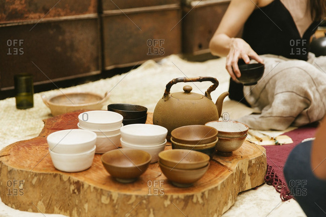 Tea serving bowls by women