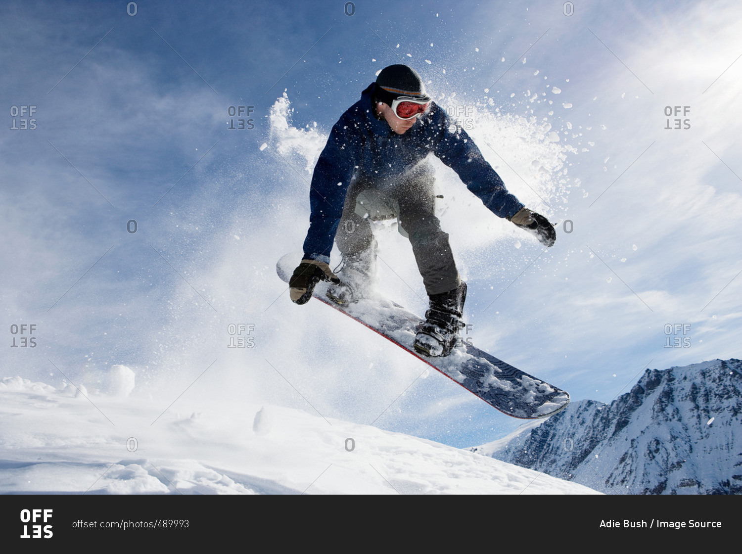 Male snowboarding on mountain