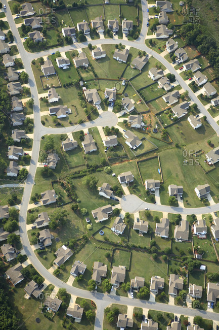 Aerial view of clusters of homes in a planned community near Greenville, SC.