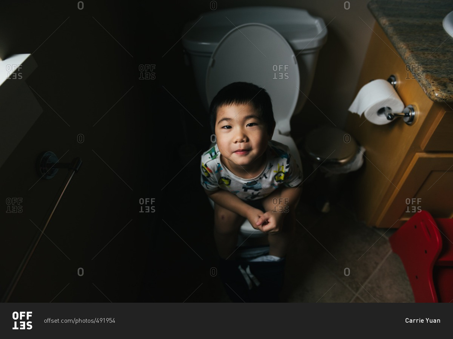 Toddler Boy Sitting On Potty And Using Smartphone Stock 