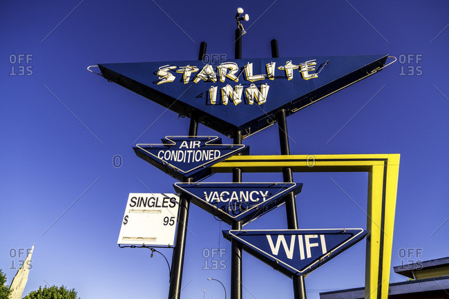 Yankton, South Dakota, USA - July 8, 2016: Retro style neon motel sign