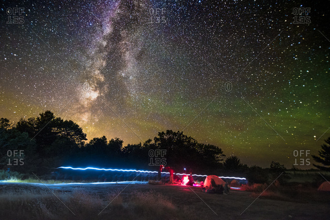 Camping under The Milky Way, as seen at the Torrance Barrens Dark Sky Reserve, two hours drive from Toronto, Ontario, Canada, North America