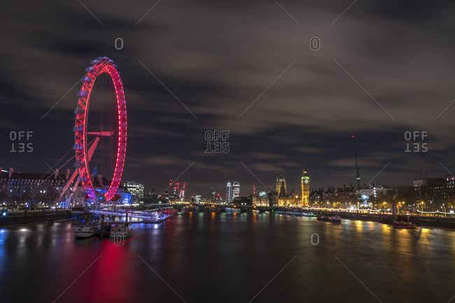 Big Ben, Golden Eye at night. London 