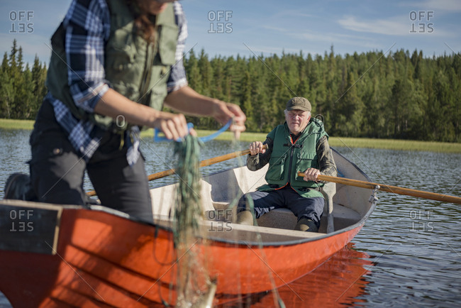 Fishing on lake