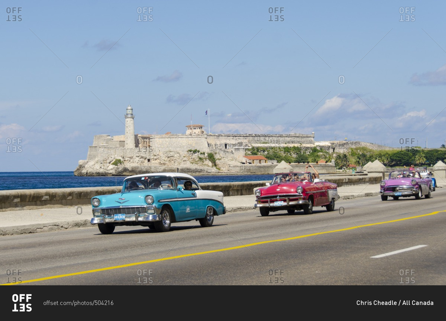 Havana Cuba October Vintage American Cars Along The