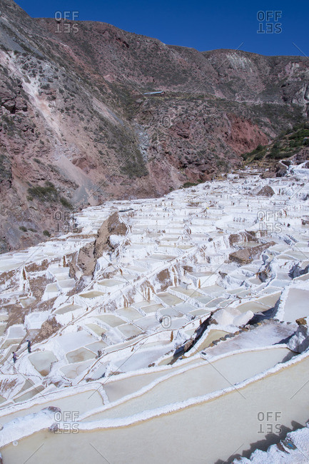 Salt pond mines of Maras, 40�kilometers north of Cuzco, in the Cuzco Region of Peru