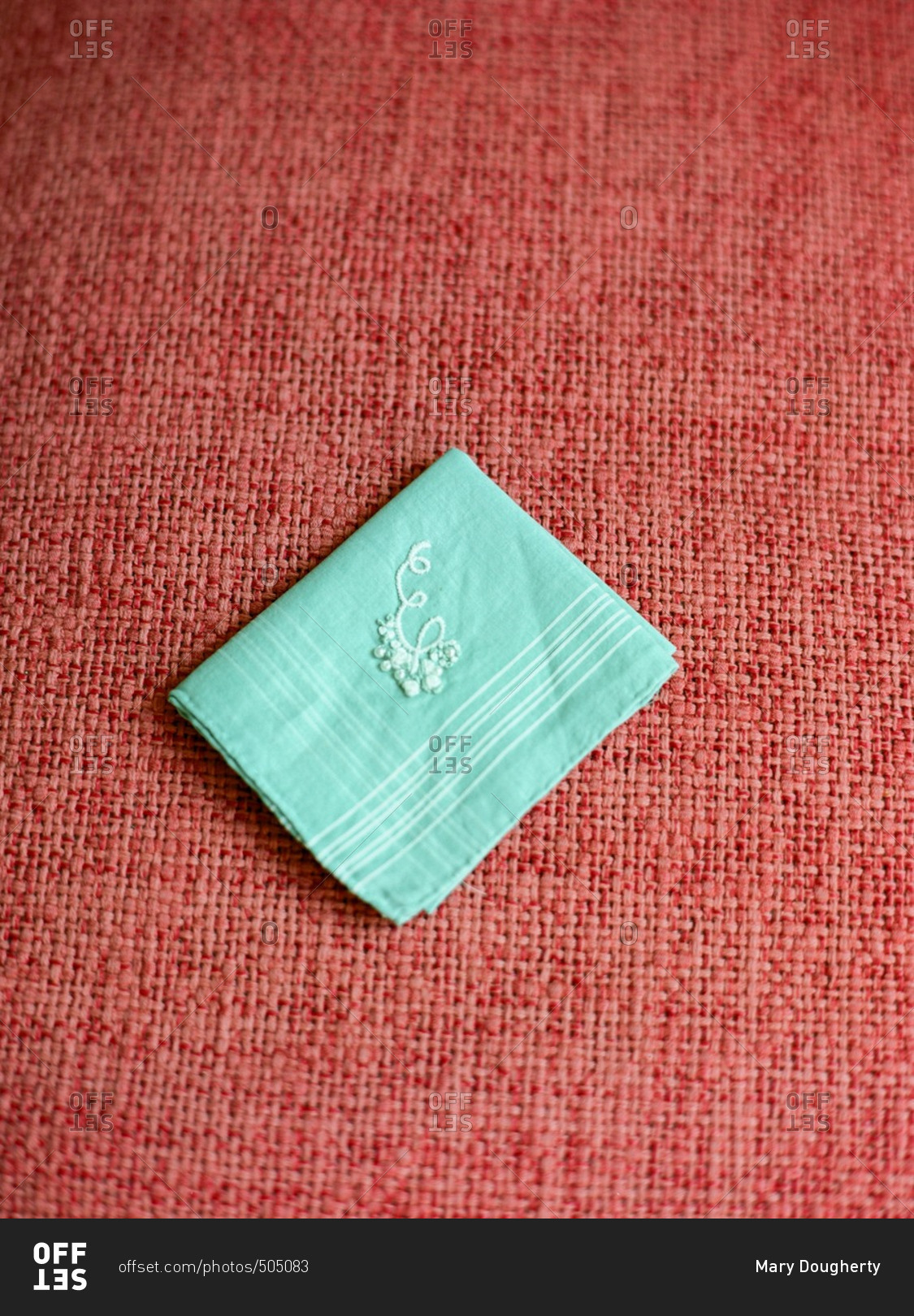 Light blue handkerchief with white embroidery