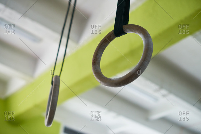 Professional Wooden Gymnastic Rings Slightly Covered With