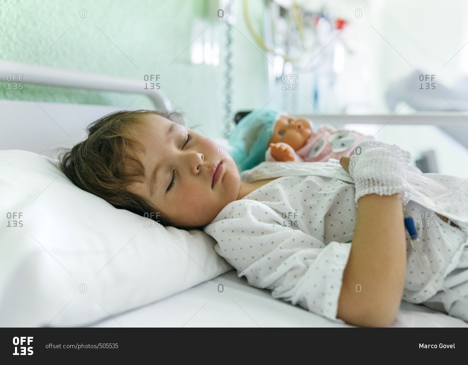 Little girl in a hospital bed