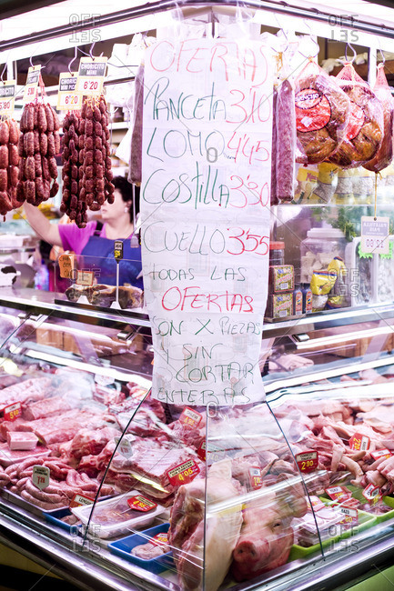 Meat shop in San Sebastian, Spain