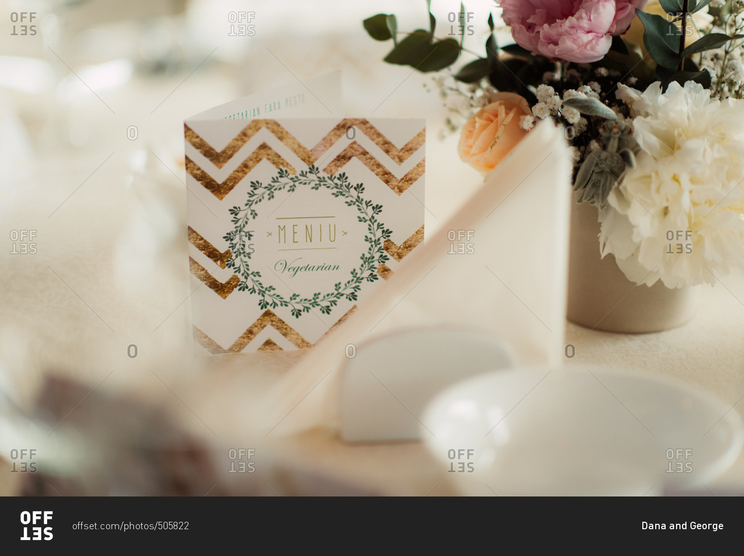 Menu card on wedding table