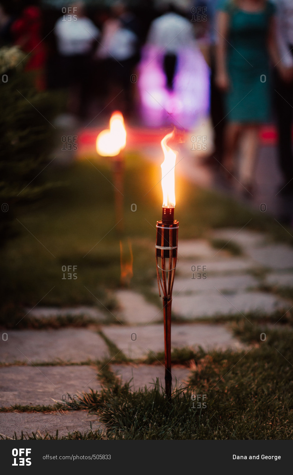 Torches along a path during party