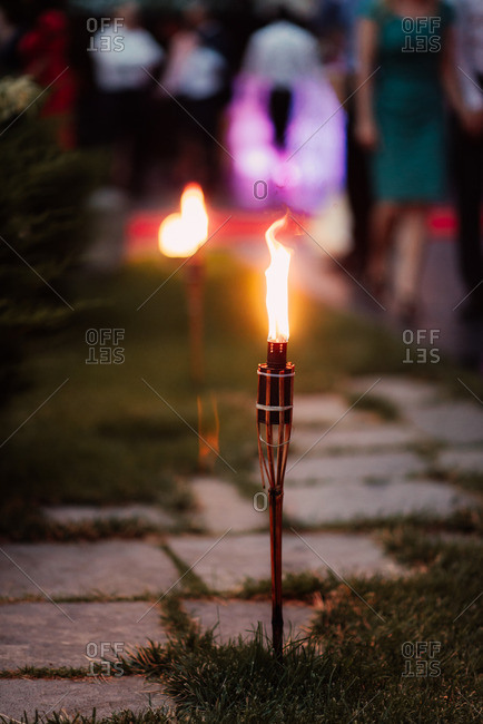 Torches along a path during party
