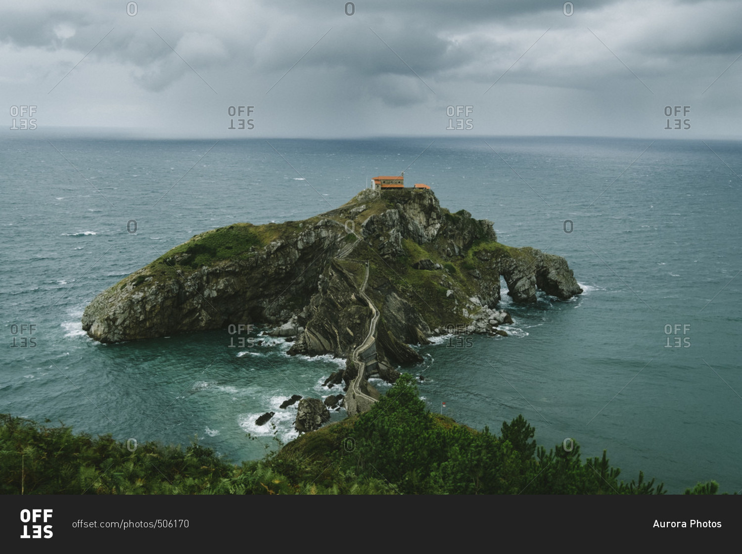 View of the islet of gaztelugatxe, Basque country stock photo - OFFSET