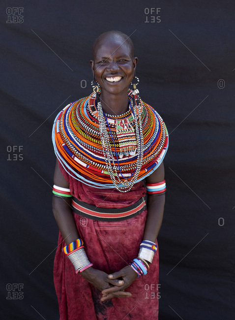 Portrait of a smiling Samburu woman, Kenya