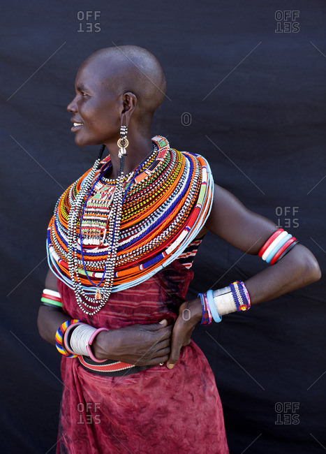 Side view portrait of woman from Samburu tribe, Kenya