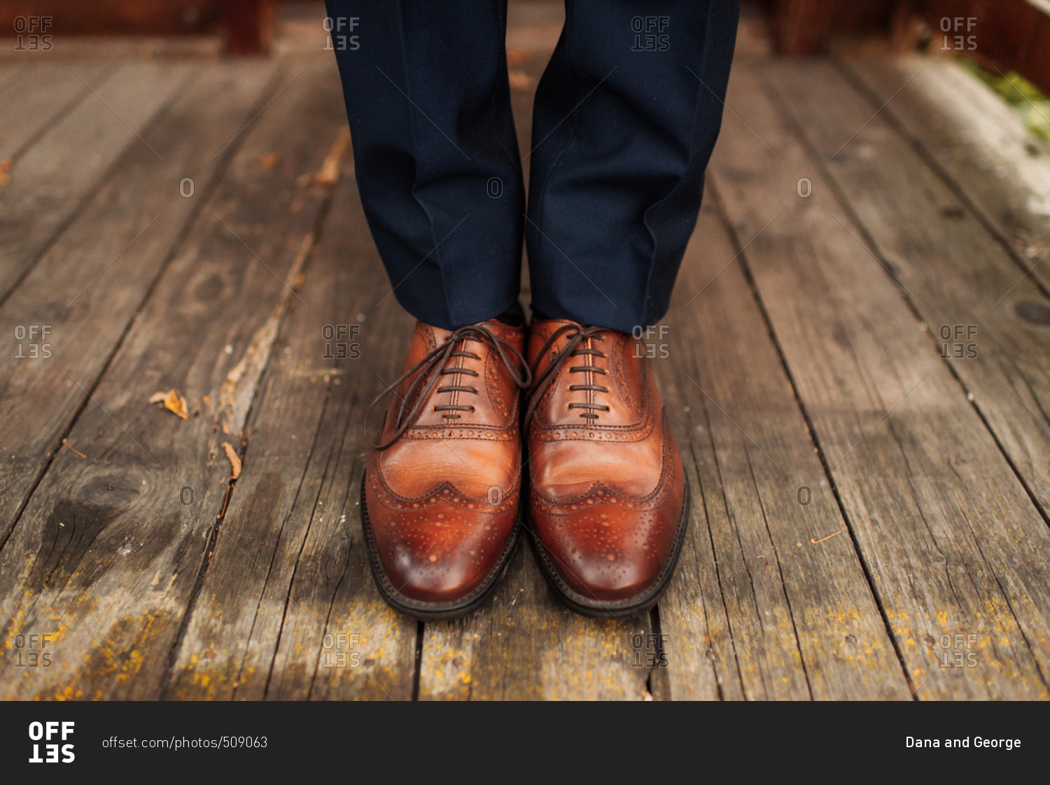 Man wearing brown leather dress shoes