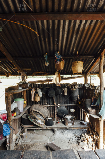 Typical Lao Kitchen In Tha Kaek Laos Stock Photo Offset