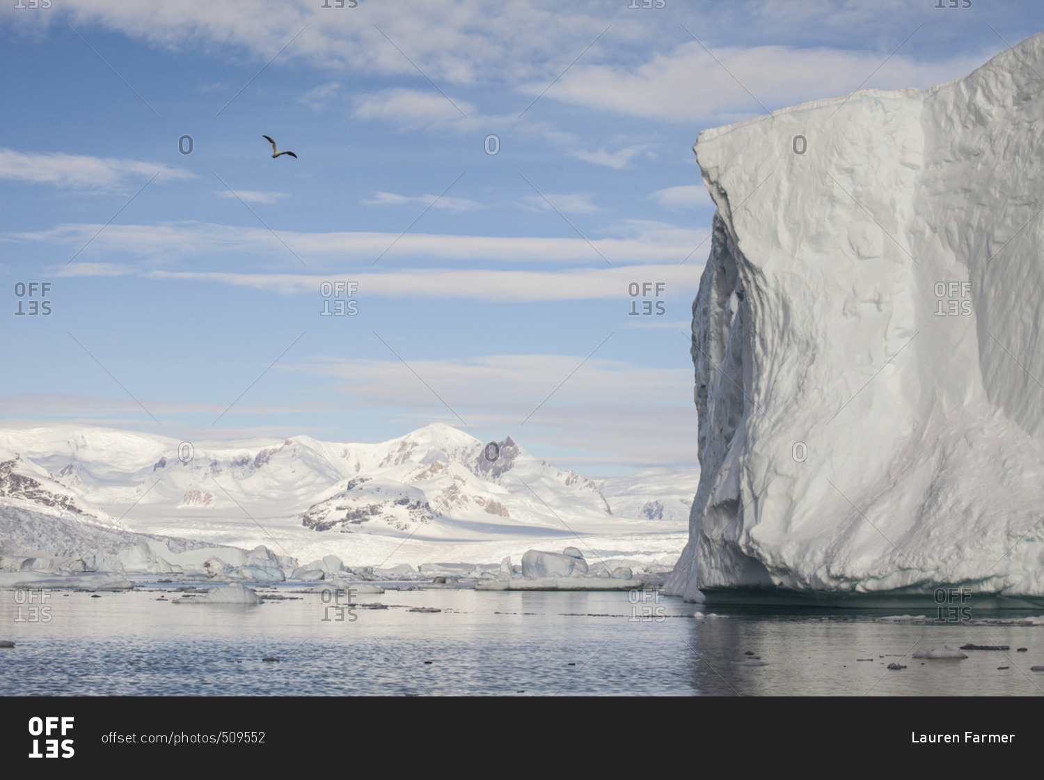 Iceberg sculptures in Marguerite Bay, south of the Antarctic Circle