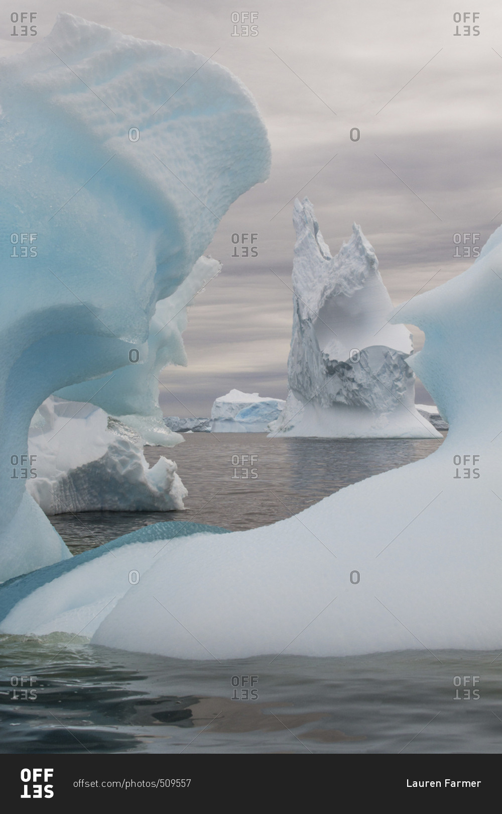 Iceberg sculptures in Pleneau Bay, Antarctica