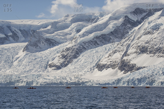 Kayaking near the glaciers of Andvord Bay, Antarctica
