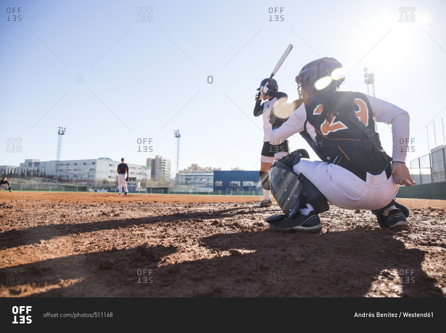 Baseball players during a baseball game