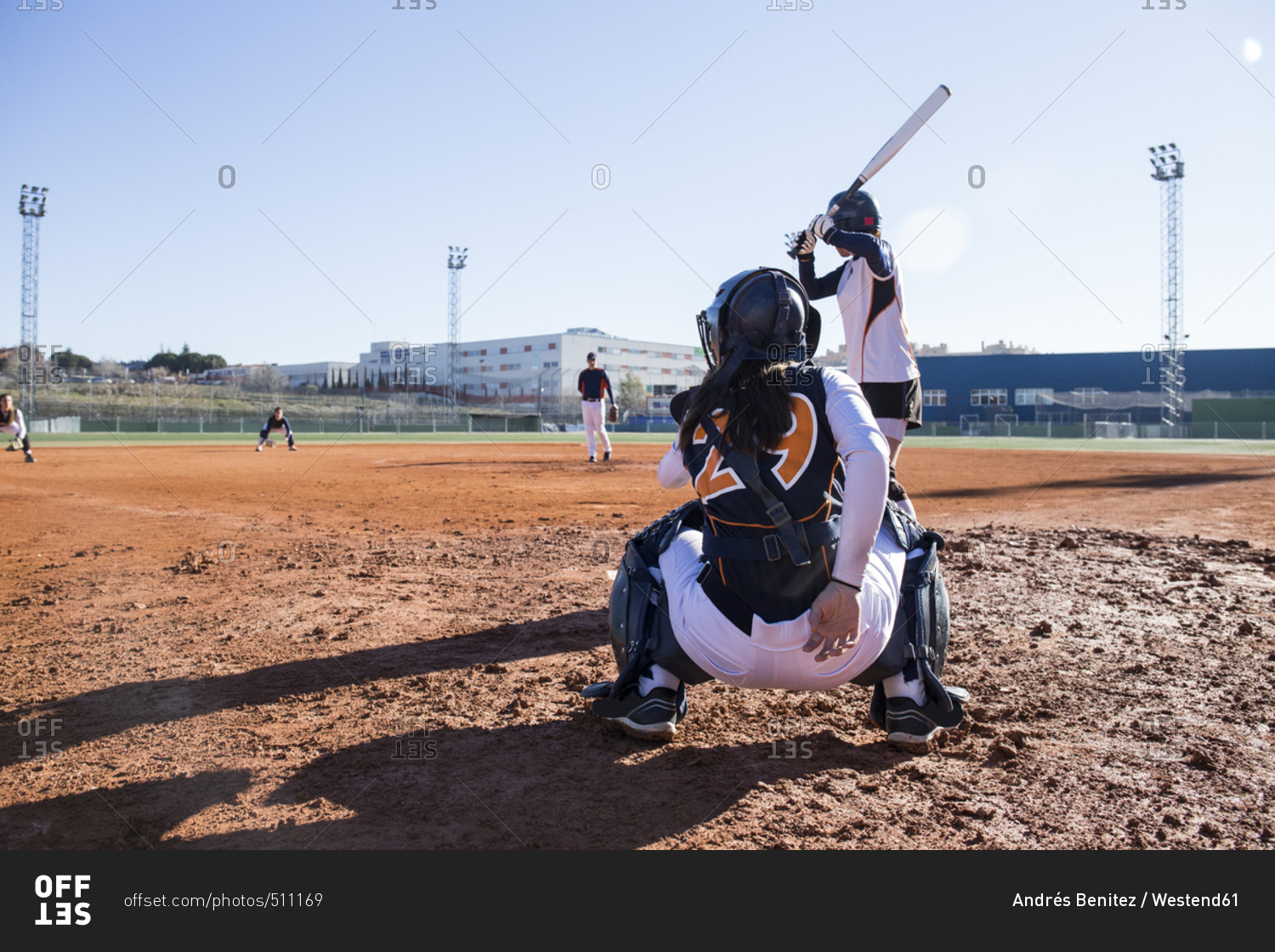 Baseball players during a baseball game