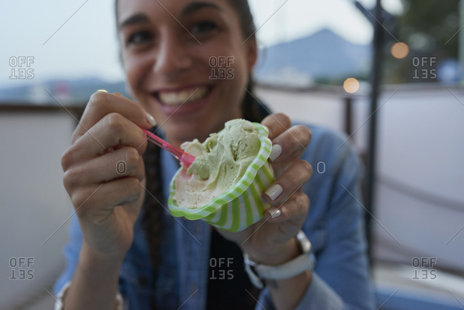 Girl Holding Icecream Stock Photos Offset