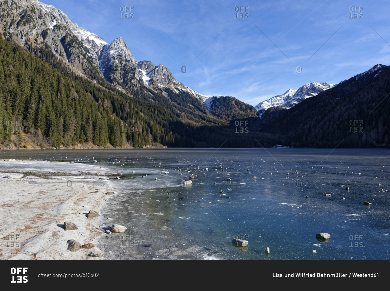 Italy- Alto Adige- Antholz Valley- frozen lake