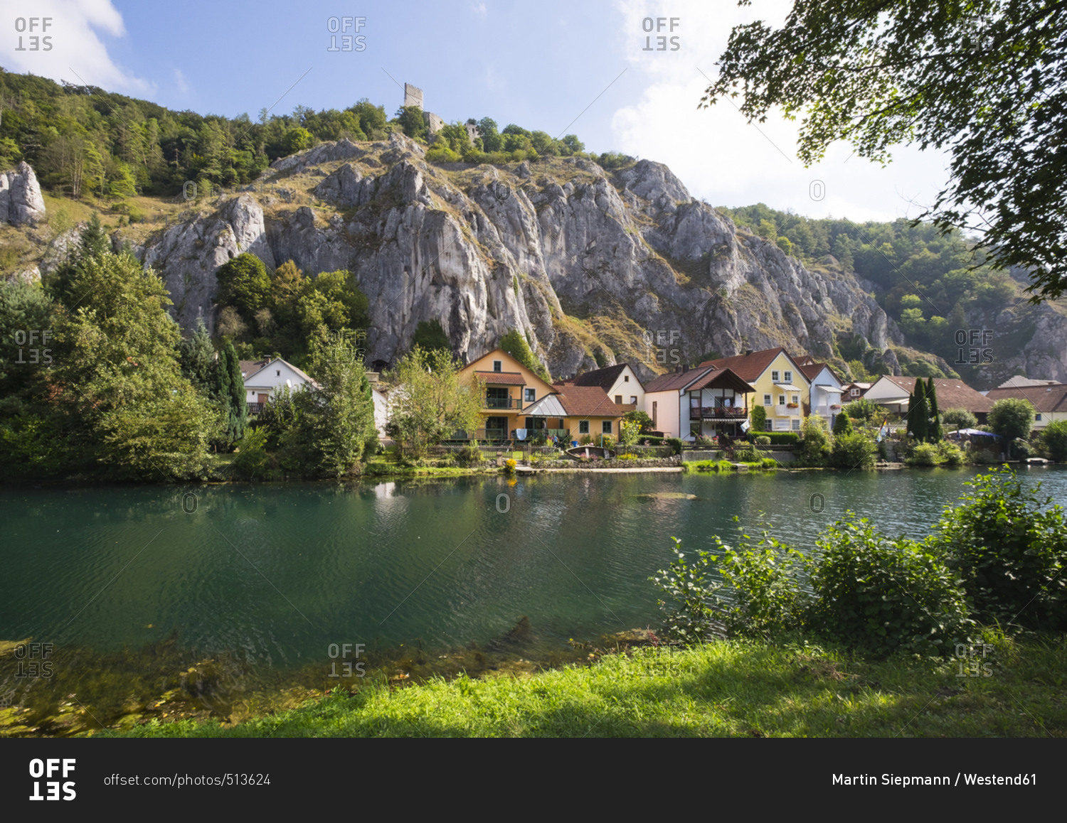 Germany- Bavaria- Essing- Castle Randeck at distributary of Altmuehl River
