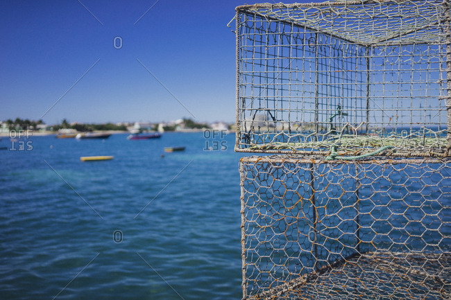 Fishing cages near the sea, Anguilla
