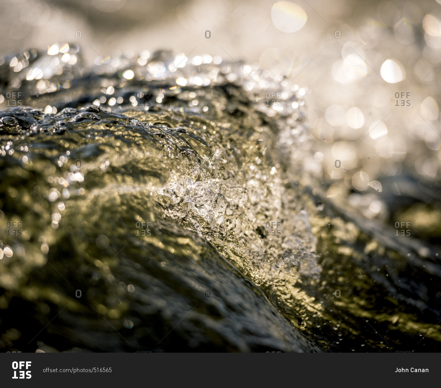 Close up of water flowing swiftly in the Potomac River in Maryland