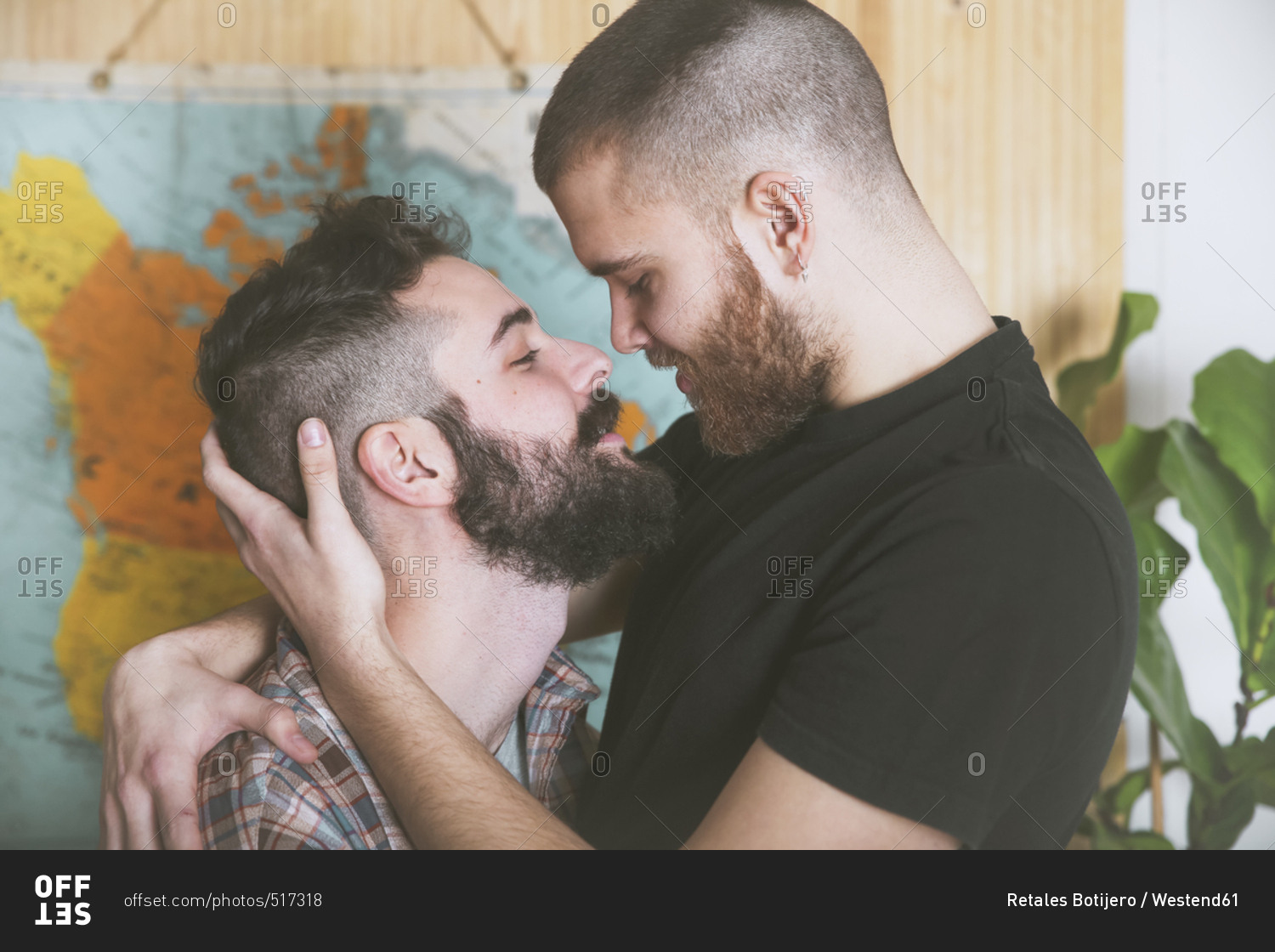 Young gay couple in love face to face