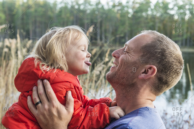 Father with daughter playing together