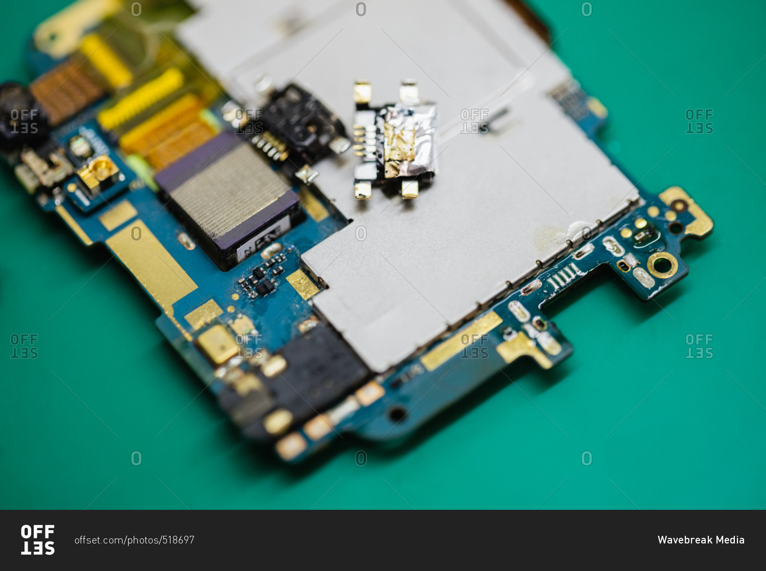 Disassembled mobile phone components